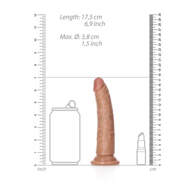 RealRock - Cienkie realistyczne dildo z przyssawką 15,5 cm